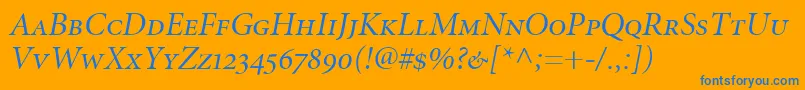 MinionItalicDisplaySmallCapsOldstyleFigures Font – Blue Fonts on Orange Background