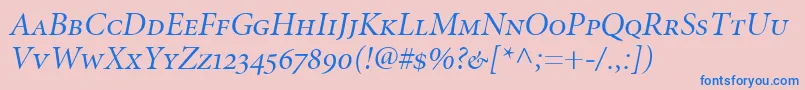 MinionItalicDisplaySmallCapsOldstyleFigures Font – Blue Fonts on Pink Background