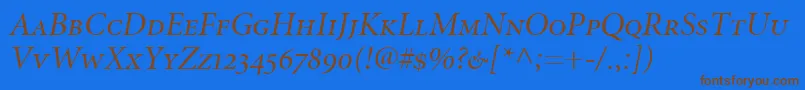 MinionItalicDisplaySmallCapsOldstyleFigures Font – Brown Fonts on Blue Background