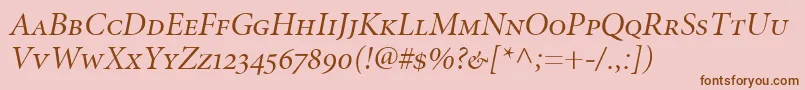 MinionItalicDisplaySmallCapsOldstyleFigures Font – Brown Fonts on Pink Background