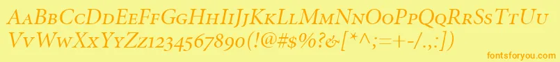 MinionItalicDisplaySmallCapsOldstyleFigures Font – Orange Fonts on Yellow Background