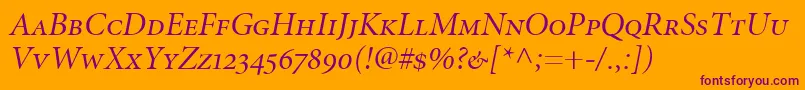 MinionItalicDisplaySmallCapsOldstyleFigures Font – Purple Fonts on Orange Background