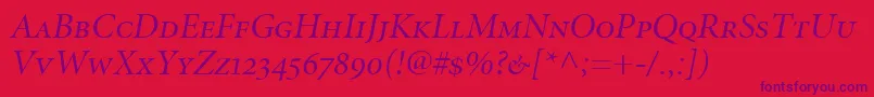 MinionItalicDisplaySmallCapsOldstyleFigures Font – Purple Fonts on Red Background