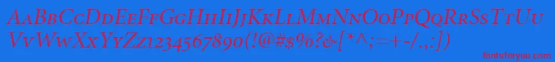 MinionItalicDisplaySmallCapsOldstyleFigures Font – Red Fonts on Blue Background
