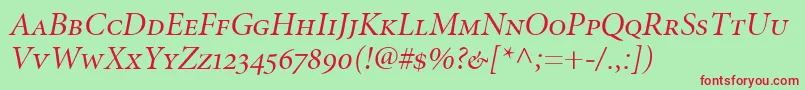 MinionItalicDisplaySmallCapsOldstyleFigures Font – Red Fonts on Green Background