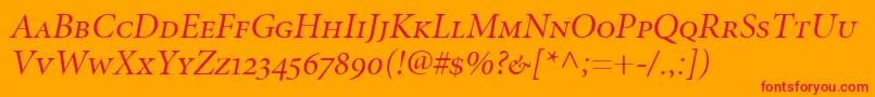 MinionItalicDisplaySmallCapsOldstyleFigures Font – Red Fonts on Orange Background