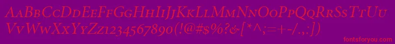 MinionItalicDisplaySmallCapsOldstyleFigures Font – Red Fonts on Purple Background