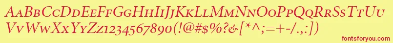 MinionItalicDisplaySmallCapsOldstyleFigures Font – Red Fonts on Yellow Background