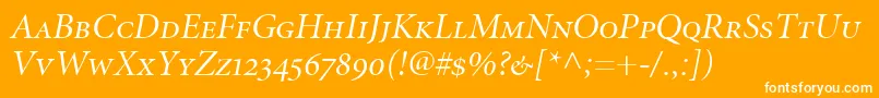 MinionItalicDisplaySmallCapsOldstyleFigures Font – White Fonts on Orange Background