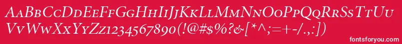 MinionItalicDisplaySmallCapsOldstyleFigures Font – White Fonts on Red Background