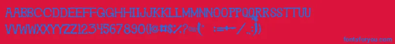 GhosttownBc-Schriftart – Blaue Schriften auf rotem Hintergrund