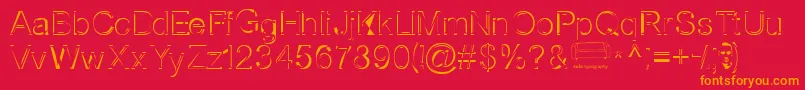 NorthernBookSale-Schriftart – Orangefarbene Schriften auf rotem Hintergrund