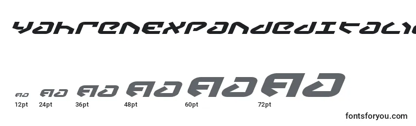 sizes of yahrenexpandeditalic font, yahrenexpandeditalic sizes
