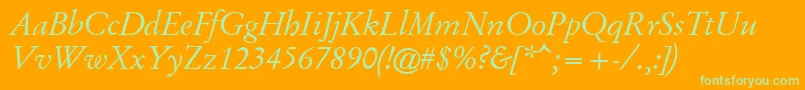 GaramondKursiv Font – Green Fonts on Orange Background