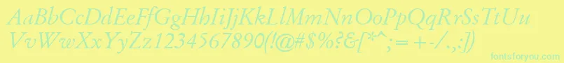 GaramondKursiv Font – Green Fonts on Yellow Background