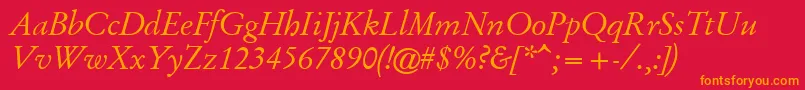 More about GaramondKursiv Font GaramondKursiv Font – Orange Fonts on Red Background