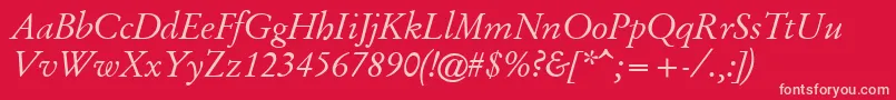 GaramondKursiv Font – Pink Fonts on Red Background