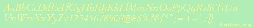 GaramondKursiv Font – Yellow Fonts on Green Background
