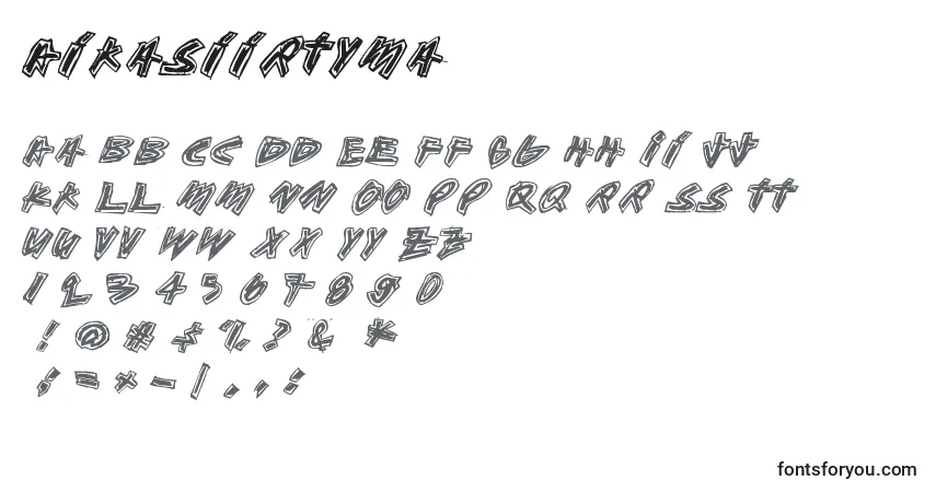 Шрифт Aikasiirtyma – алфавит, цифры, специальные символы