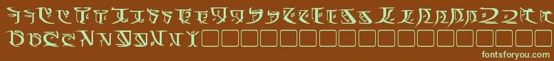 フォントFalmerBold – 緑色の文字が茶色の背景にあります。