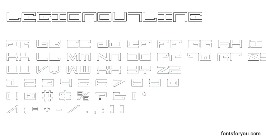 A fonte LegionOutline – alfabeto, números, caracteres especiais