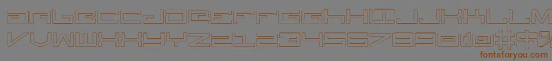 フォントLegionOutline – 茶色の文字が灰色の背景にあります。