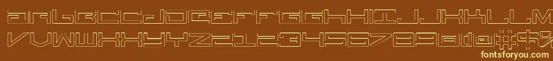 LegionOutline-fontti – keltaiset fontit ruskealla taustalla
