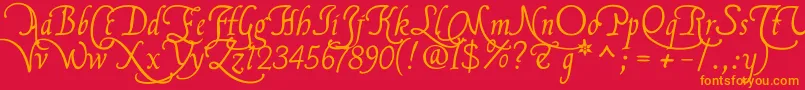 Flbrsa2u-Schriftart – Orangefarbene Schriften auf rotem Hintergrund