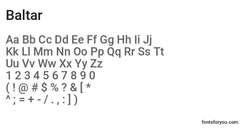 Baltar-fontti – aakkoset, numerot, erikoismerkit