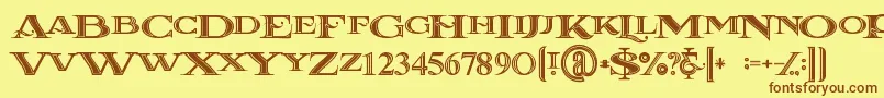 Lacosteinline Font – Brown Fonts on Yellow Background