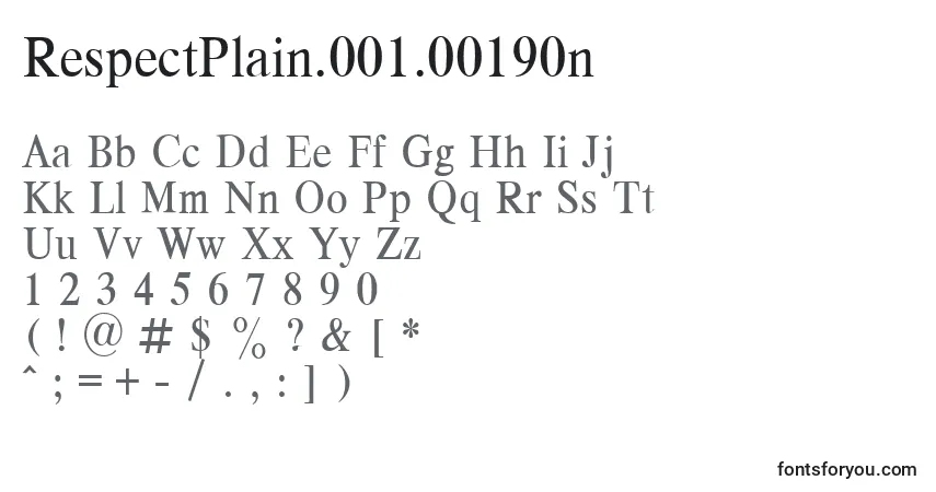 Schriftart RespectPlain.001.00190n – Alphabet, Zahlen, spezielle Symbole