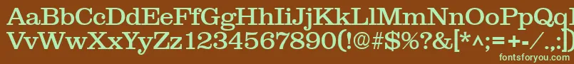 ClarendonRegular-fontti – vihreät fontit ruskealla taustalla