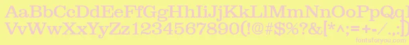 ClarendonRegular-fontti – vaaleanpunaiset fontit keltaisella taustalla