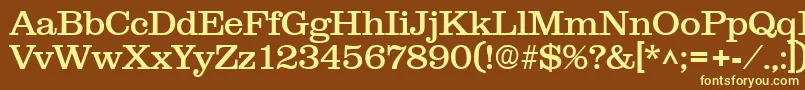ClarendonRegular-fontti – keltaiset fontit ruskealla taustalla
