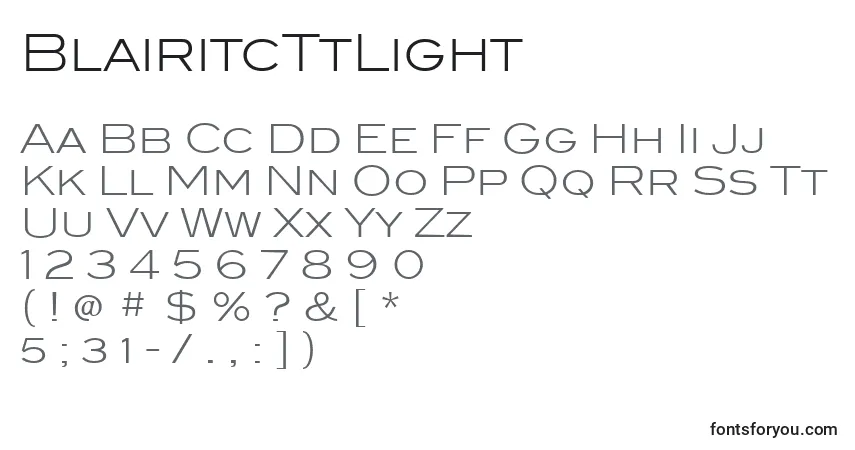 BlairitcTtLight-fontti – aakkoset, numerot, erikoismerkit