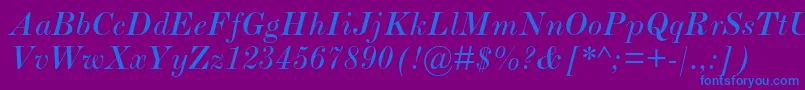 ScotchromanmtstdItalic Font – Blue Fonts on Purple Background