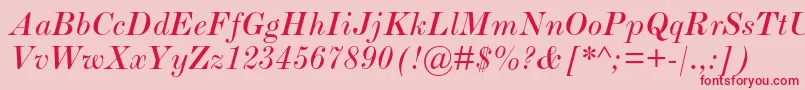 ScotchromanmtstdItalic-Schriftart – Rote Schriften auf rosa Hintergrund