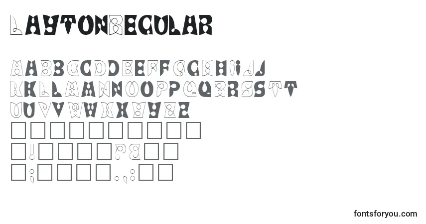 Czcionka LaytonRegular – alfabet, cyfry, specjalne znaki