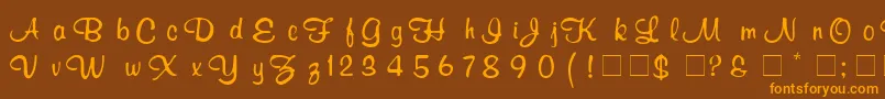 Richard-Schriftart – Orangefarbene Schriften auf braunem Hintergrund