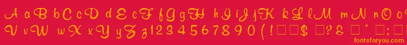 フォントRichard – 赤い背景にオレンジの文字