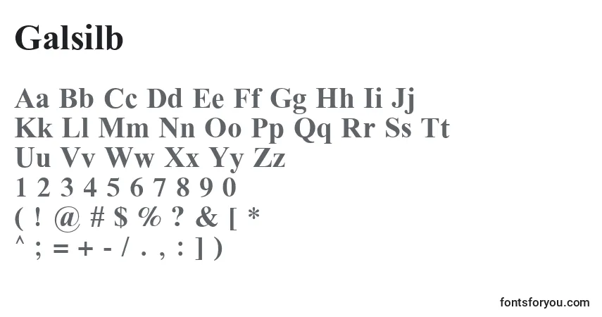 Schriftart Galsilb – Alphabet, Zahlen, spezielle Symbole