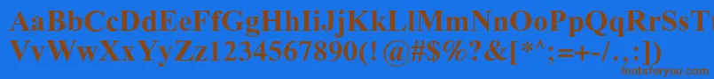 フォントGalsilb – 茶色の文字が青い背景にあります。