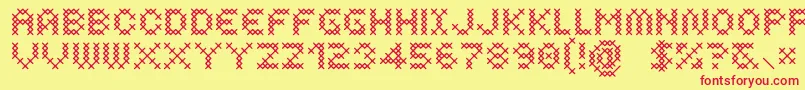 フォントCosturaRegular – 赤い文字の黄色い背景