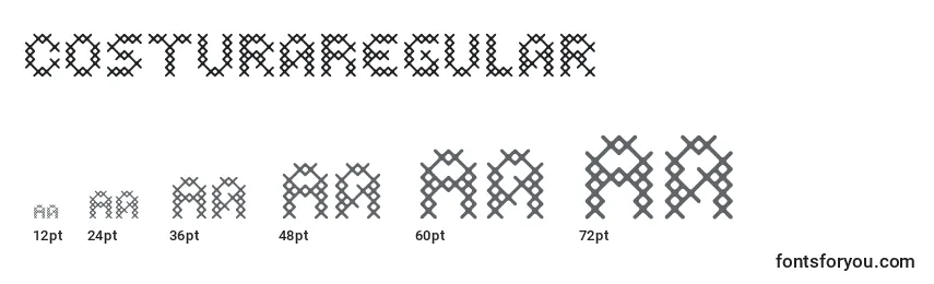 Размеры шрифта CosturaRegular