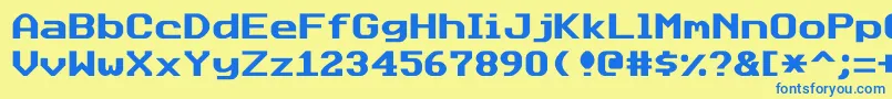 フォントDatasunjustified – 青い文字が黄色の背景にあります。