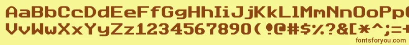 フォントDatasunjustified – 茶色の文字が黄色の背景にあります。