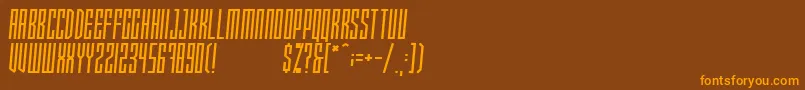 Xray Ted  Skew  Font – Orange Fonts on Brown Background