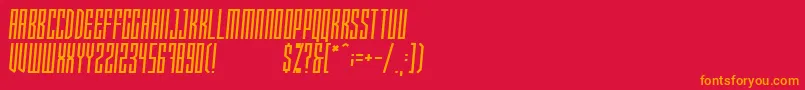 Xray Ted  Skew  Font – Orange Fonts on Red Background