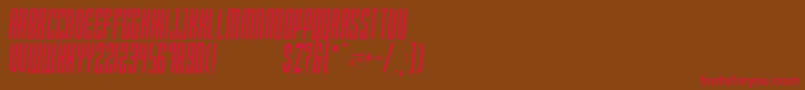 Xray Ted  Skew  Font – Red Fonts on Brown Background