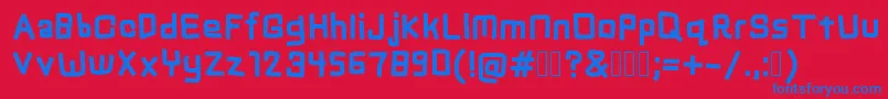 Chuck-Schriftart – Blaue Schriften auf rotem Hintergrund